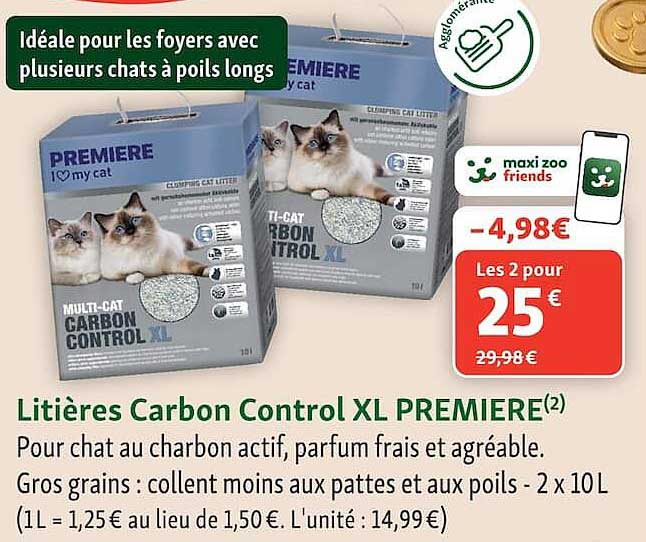 Litières Carbon Control XL PREMIERE