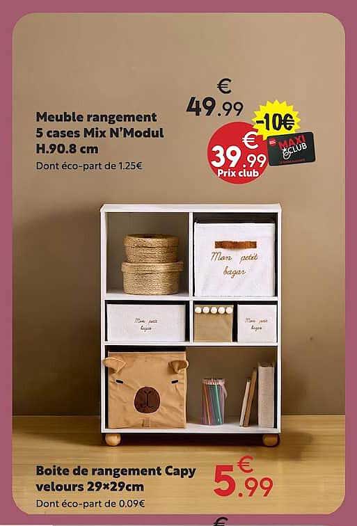 Meuble rangement 5 cases Mix N'Modul H.90.8 cm