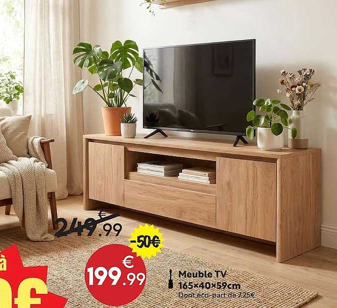 Meuble TV 165x40x52cm