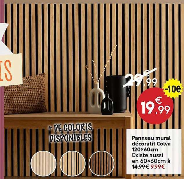 Panneau mural décoratif Colva 120×60cm Existe aussi en 60×60cm à 14.99€ 9.99€