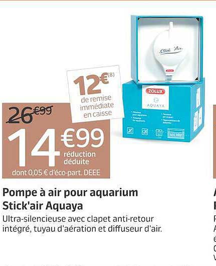 Pompe à air pour aquarium Stick'air Aquaya