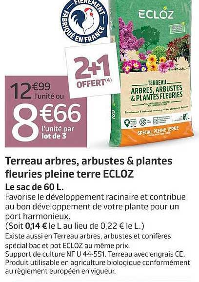 Terreau arbres, arbustes & plantes fleuries pleine terre ECLOZ