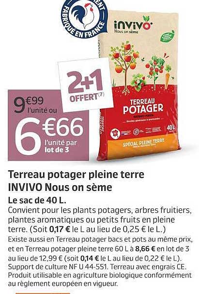 Terreau potager pleine terre INVIVO Nous on sème