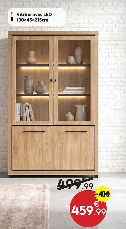 Vitrine avec LED 130×45×215cm