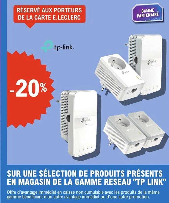 -20% sur une sélection de produits présents en magasin de la gamme réseau "TP LINK"