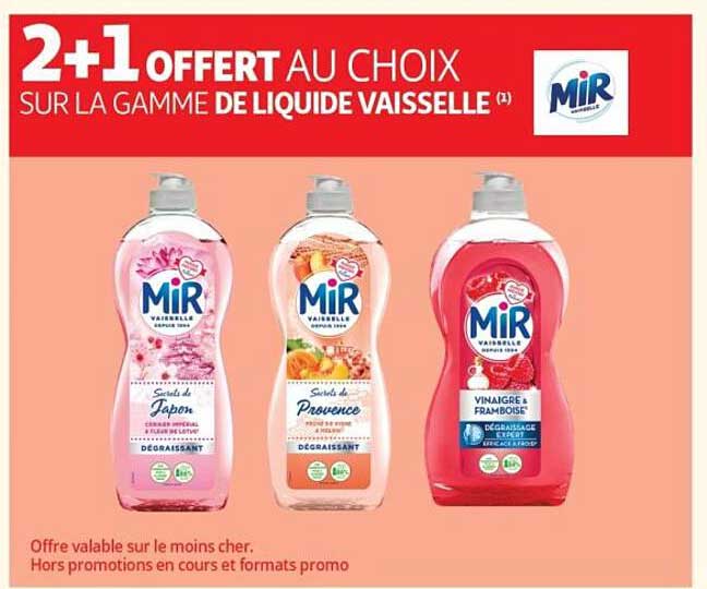 2+1 OFFERT AU CHOIX SUR LA GAMME DE LIQUIDE VAISSELLE