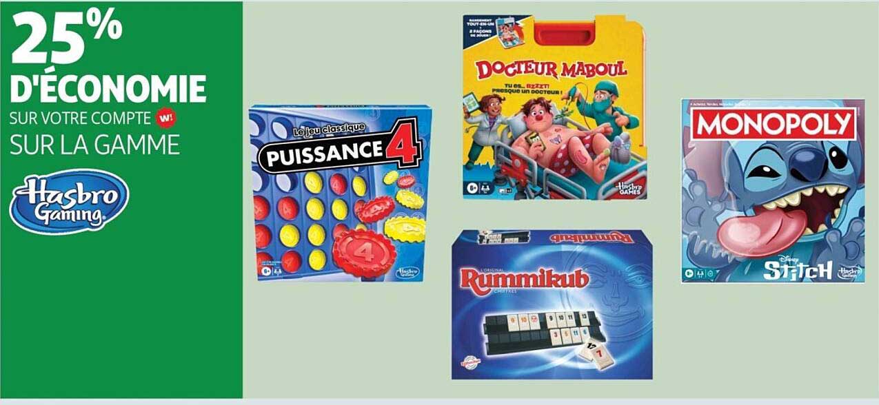 25% D'ÉCONOMIE SUR VOTRE COMPTE W! SUR LA GAMME HASBRO GAMING
