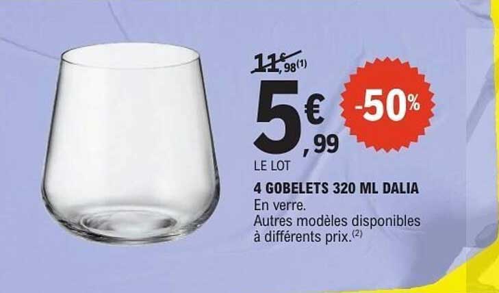 4 GOBELETS 320 ML DALIA En verre