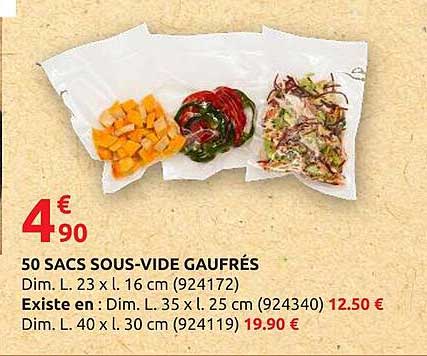50 SACS SOUS-VIDE GAUFRES
