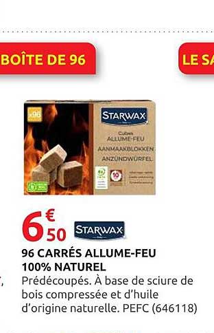 96 CARRÉS ALLUME-FEU 100% NATUREL