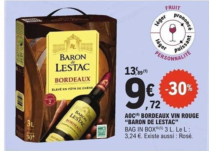 AOC Bordeaux Vin Rouge "Baron de Lestac"