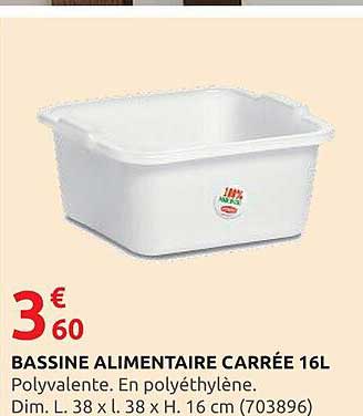 BASSINE ALIMENTAIRE CARRÉE 16L