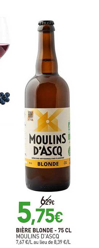 BIÈRE BLONDE - 75 CL MOULINS D'ASCQ