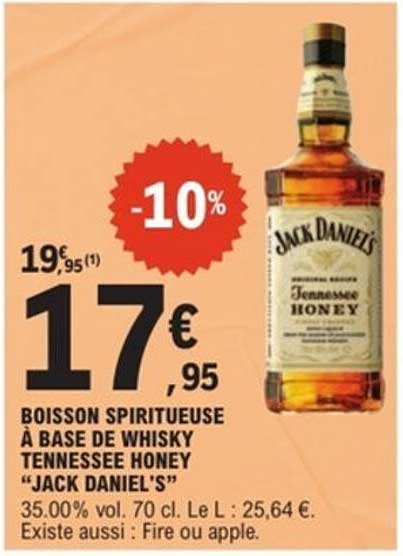BOISSON SPIRITUELLE À BASE DE WHISKY TENNESSEE HONEY "JACK DANIEL'S"