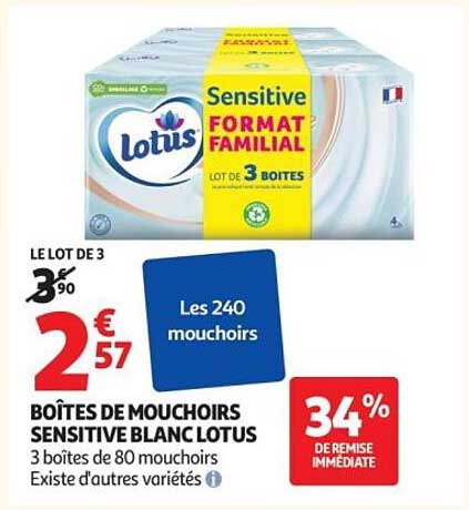 Boîtes de mouchoirs Sensitive Blanc Lotus