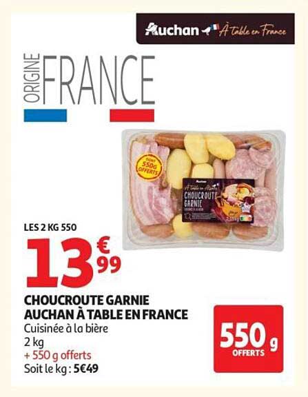 CHOUCROUTE GARNIE AUCHAN À TABLE EN FRANCE