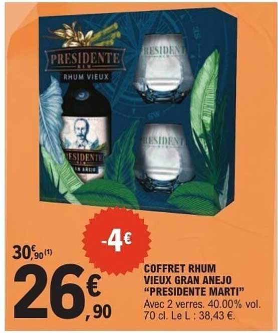 COFFRET RHUM VIEUX GRAN ANEJO “PRESIDENTE MARTI”