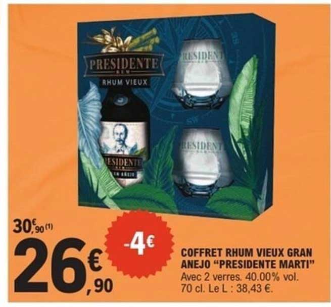 COFFRET RHUM VIEUX GRAN AÑEJO "PRESIDENTE MARTI"