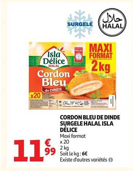 Cordon Bleu de Dinde Surgelé Halal Isla Délice