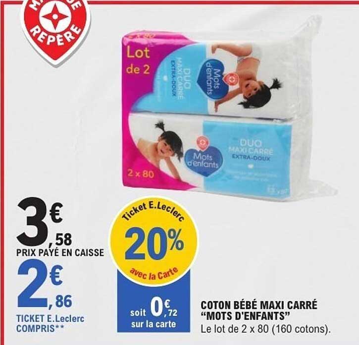 COTON BÉBÉ MAXI CARRE “MOTS D’ENFANTS”