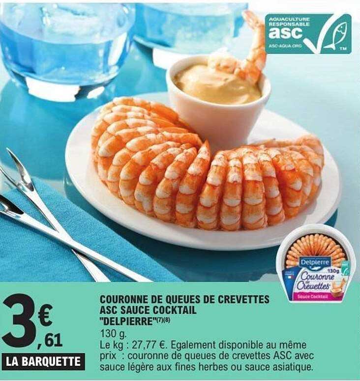 COURONNE DE QUEUES DE CREVETTES ASC SAUCE COCKTAIL "DELPierre"