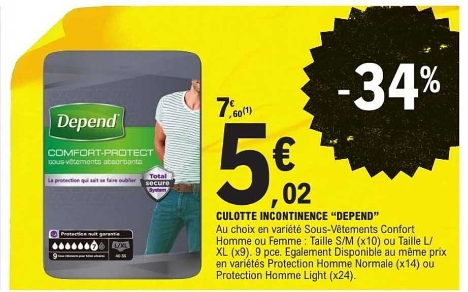 CULOTTE INCONTINENCE "DEPEND"