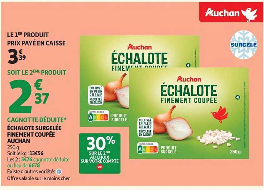Échalote surgelée finement coupée Auchan