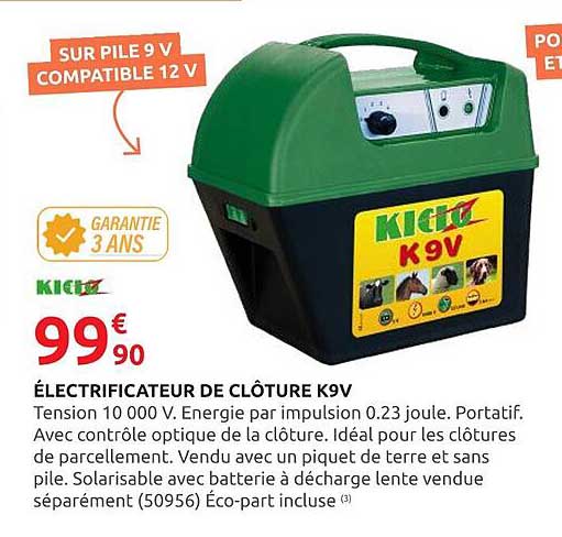 ÉLECTRIFICATEUR DE CLÔTURE K9V