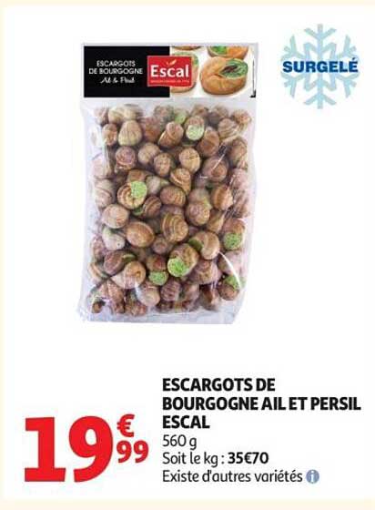 ESCARGOTS DE BOURGOGNE AIL ET PERSIL ESCAL