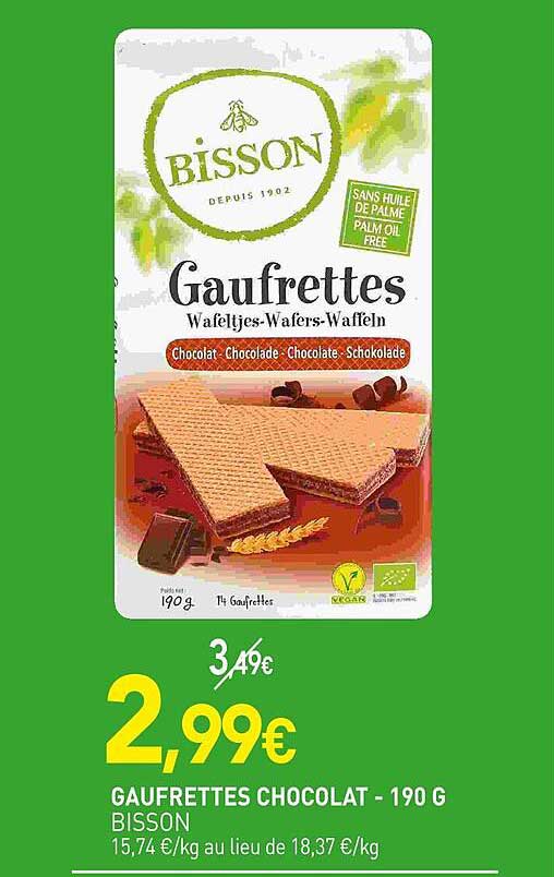 GAUFRETTES CHOCOLAT - 190 G BISSON