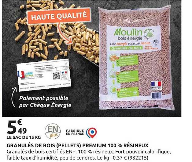 GRANULÉS DE BOIS (PELLETS) PREMIUM 100 % RÉSINEUX