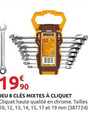 JEU 8 CLÉS MIXTES À CLIQUET