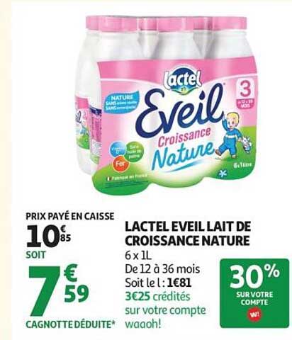 LACTEL EVEIL LAIT DE CROISSANCE NATURE