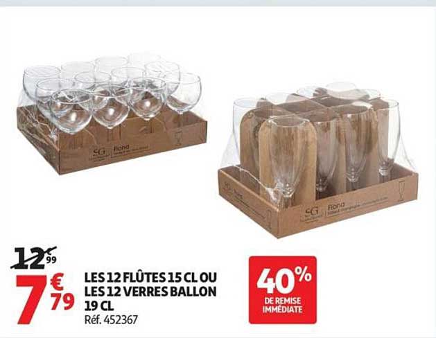 LES 12 FLÛTES 15 CL OU LES 12 VERRES BALLON 19 CL