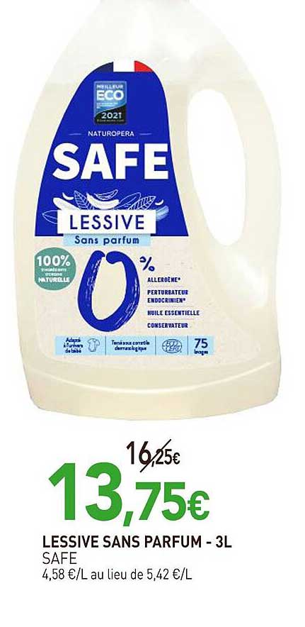 LESSIVE SANS PARFUM - 3L SAFE
