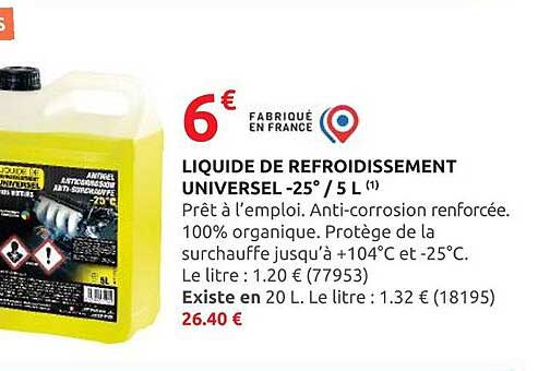 LIQUIDE DE REFROISDISSEMENT UNIVERSEL -25° / 5 L