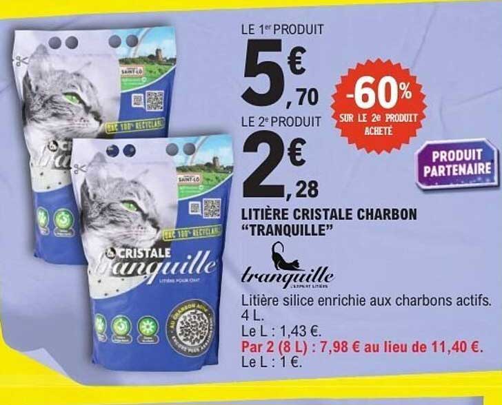 LITIÈRE CRISTALE CHARBON "TRANQUILLE"