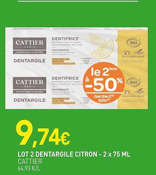 LOT 2 DENTARGILE CITRON - 2 x 75 ML