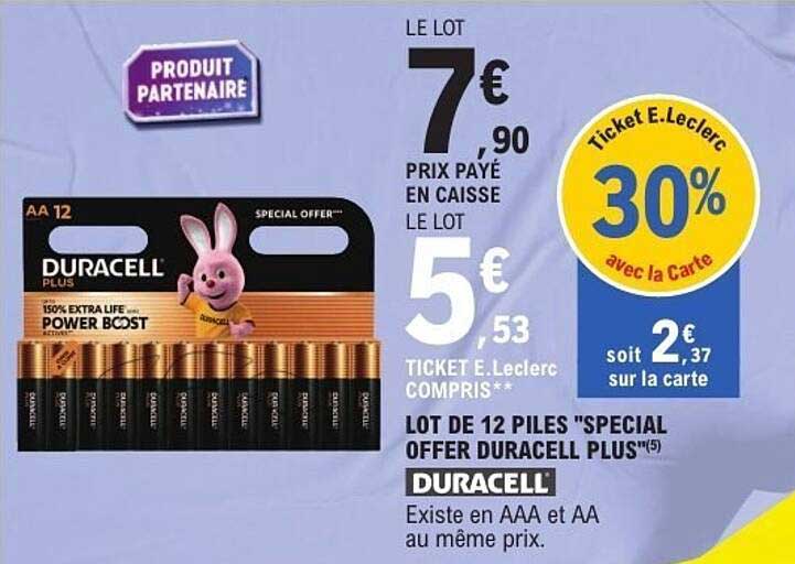 LOT DE 12 PILLES "SPECIAL OFFER DURACELL PLUS"