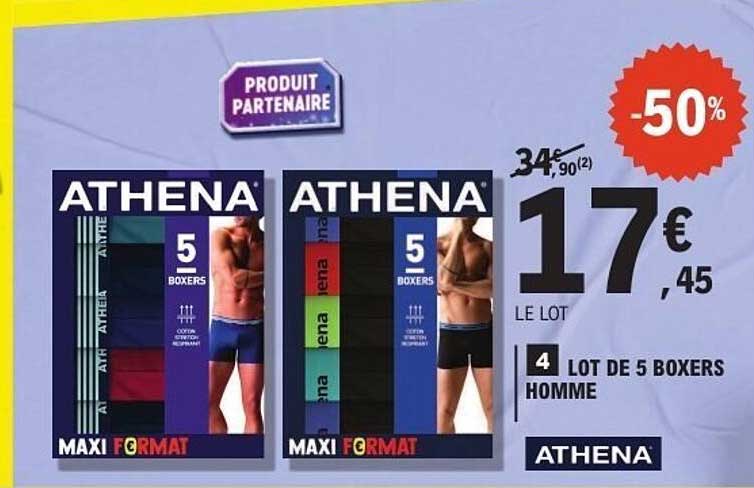 LOT DE 5 BOXERS HOMME ATHENA