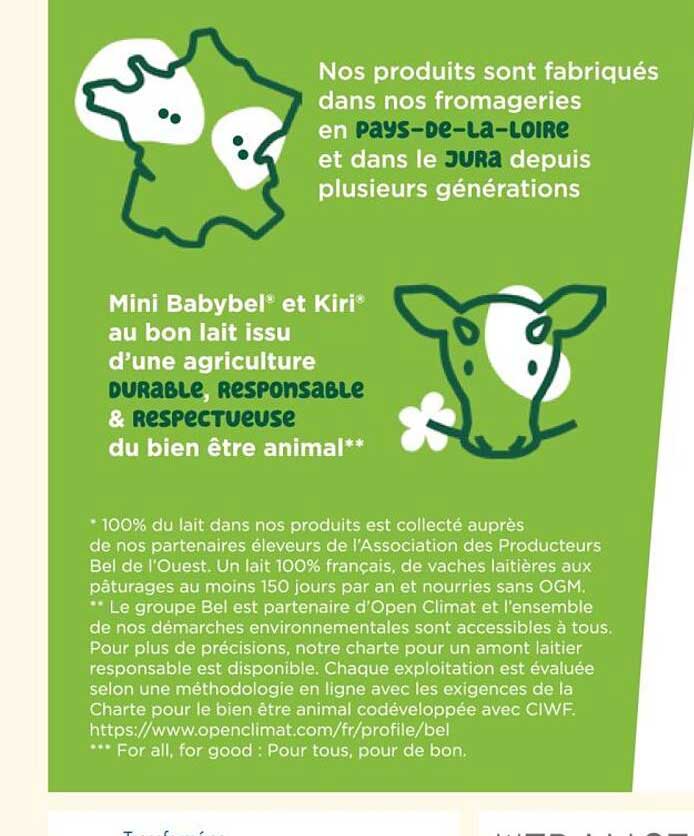 Mini Babybel® et Kiri® au bon lait issu d'une agriculture durable, responsable & respectueuse du bien être animal