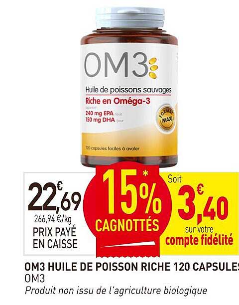 OM3 HUILE DE POISSON RICHE 120 CAPSULES
