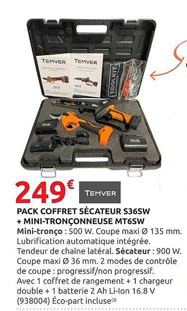 PACK COFFRET SÉCATEUR S365W + MINI-TRONÇONNEUSE MT65W