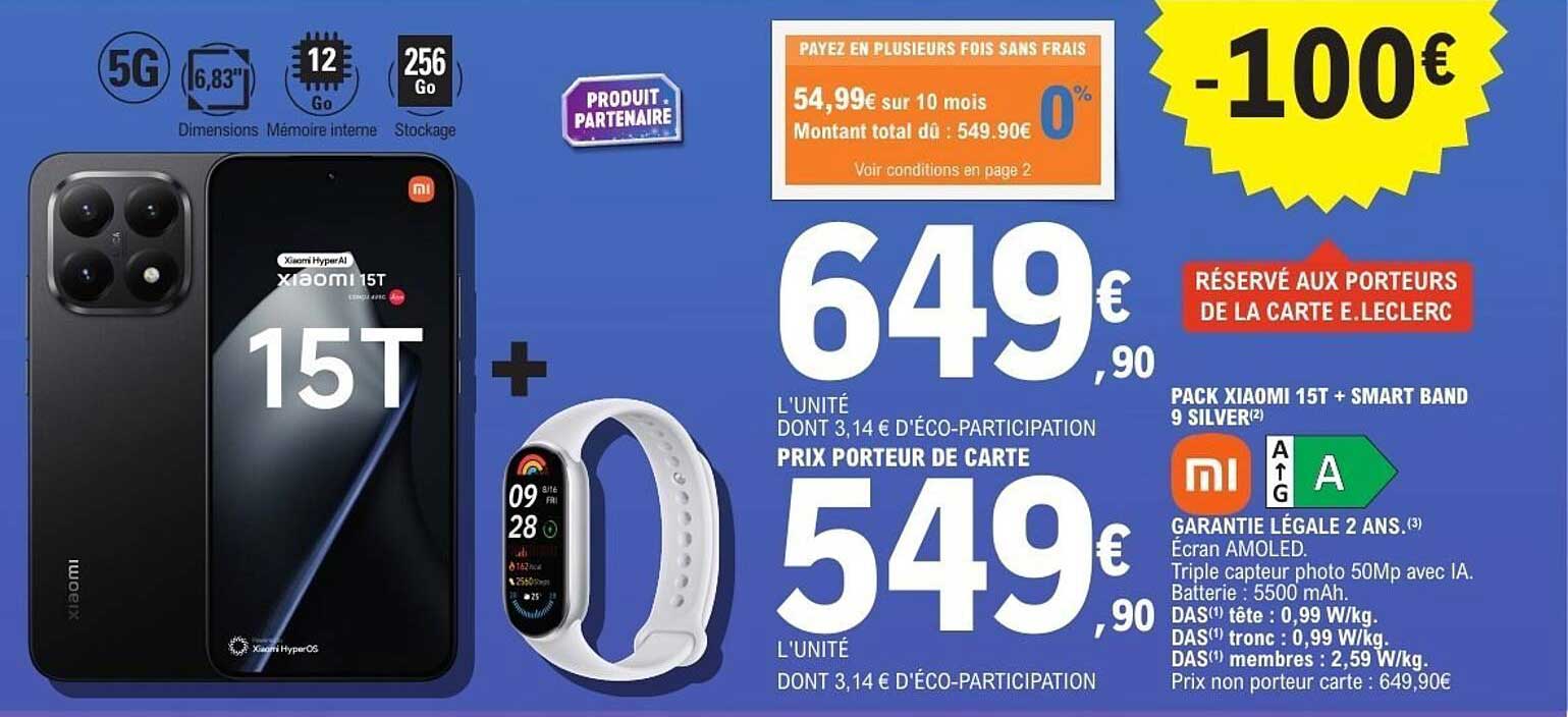 PACK XIAOMI 15T + SMART BAND 9 SILVER