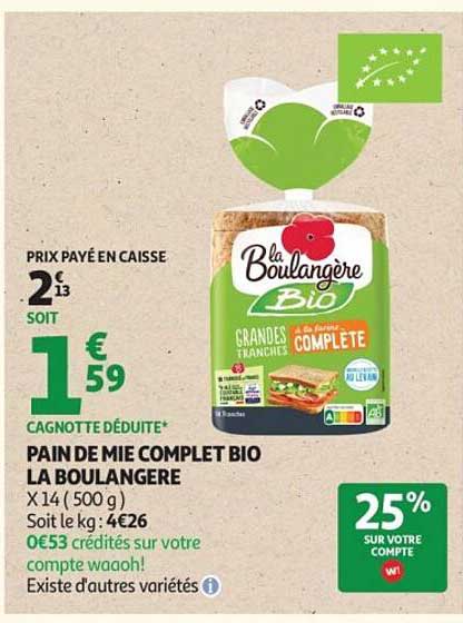 PAIN DE MIE COMPLET BIO LA BOULANGÈRE