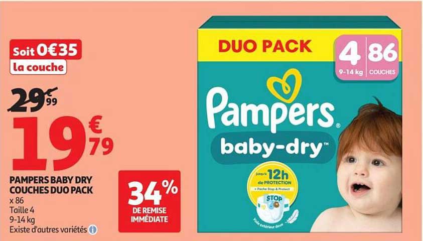 PAMPERS BABY DRY COUCHES DUO PACK