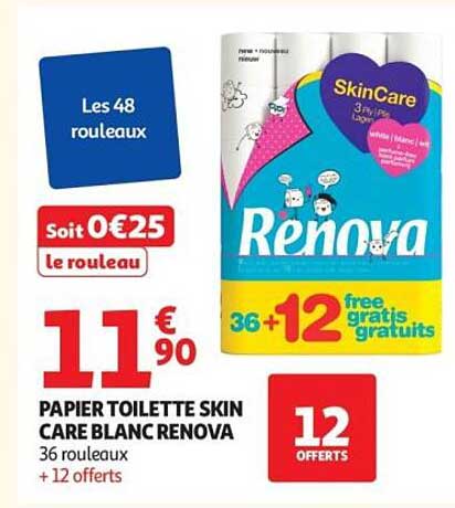 PAPIER TOILETTE SKIN CARE BLANC RENOVA