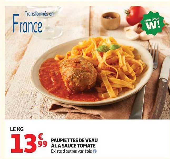 PAUPIETTES DE VEAU À LA SAUCE TOMATE