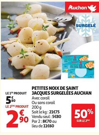 PETITES NOIX DE SAINT JACQUES SURGELÉES AUCHAN