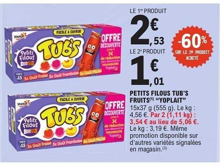 PETITS FILOUS TUB'S FRUITS(*) "YOPLAIT"
